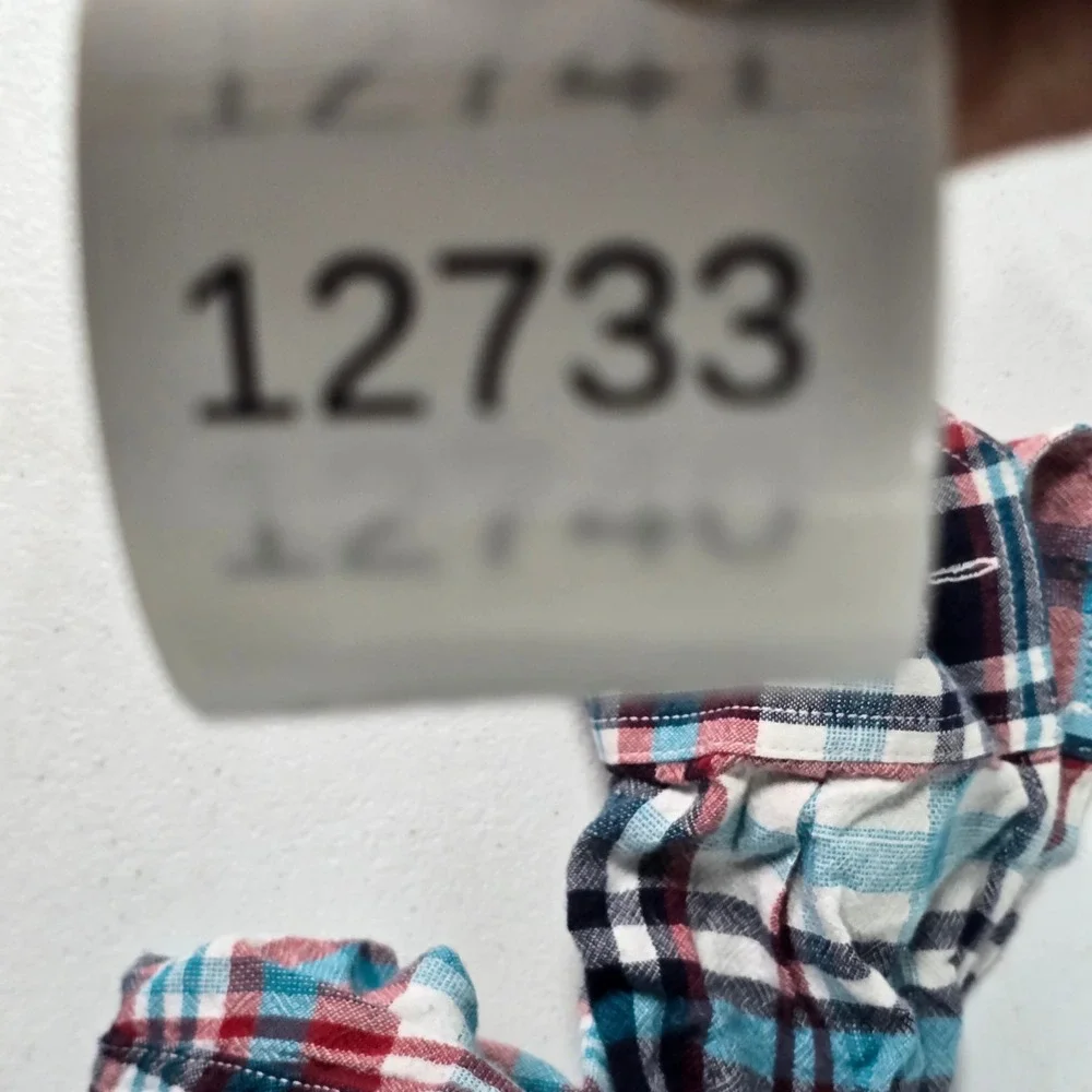 True Religion Men 2XL Plaid Flannel Shirt Long Sleeve Red White Blue Button Down